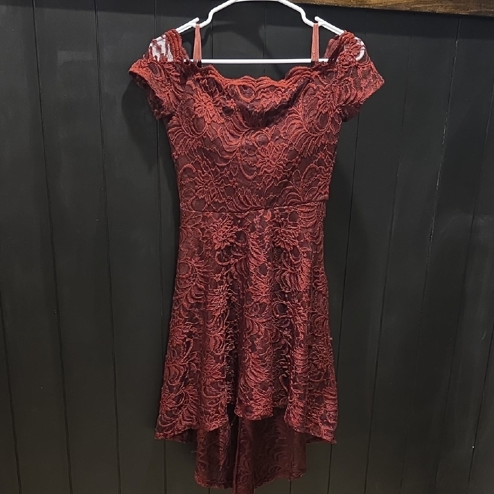 Windsor Burgundy Lace High Low Dress
